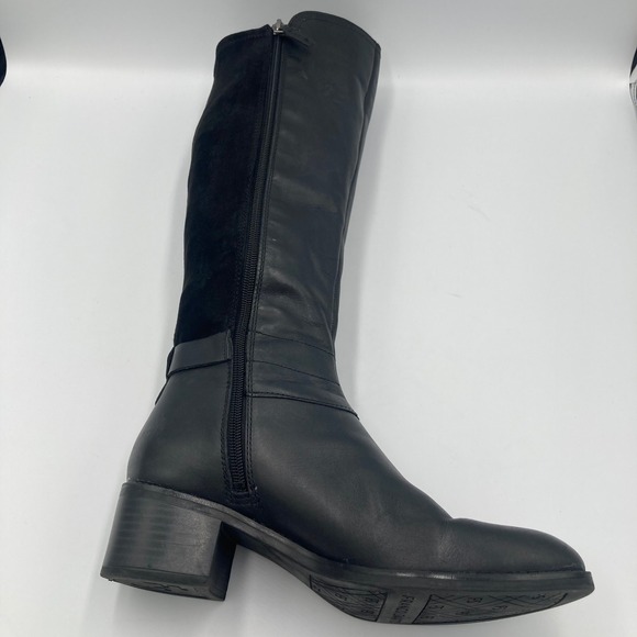 Franco Sarto Liora Black Leather Suede Knee High Riding Boots Women's Size 8M - Picture 3 of 11